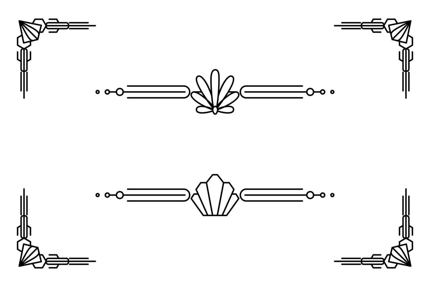Art deco line border. Modern arabic gold frames, decorative lines borders and geometric golden label frame design elements vector