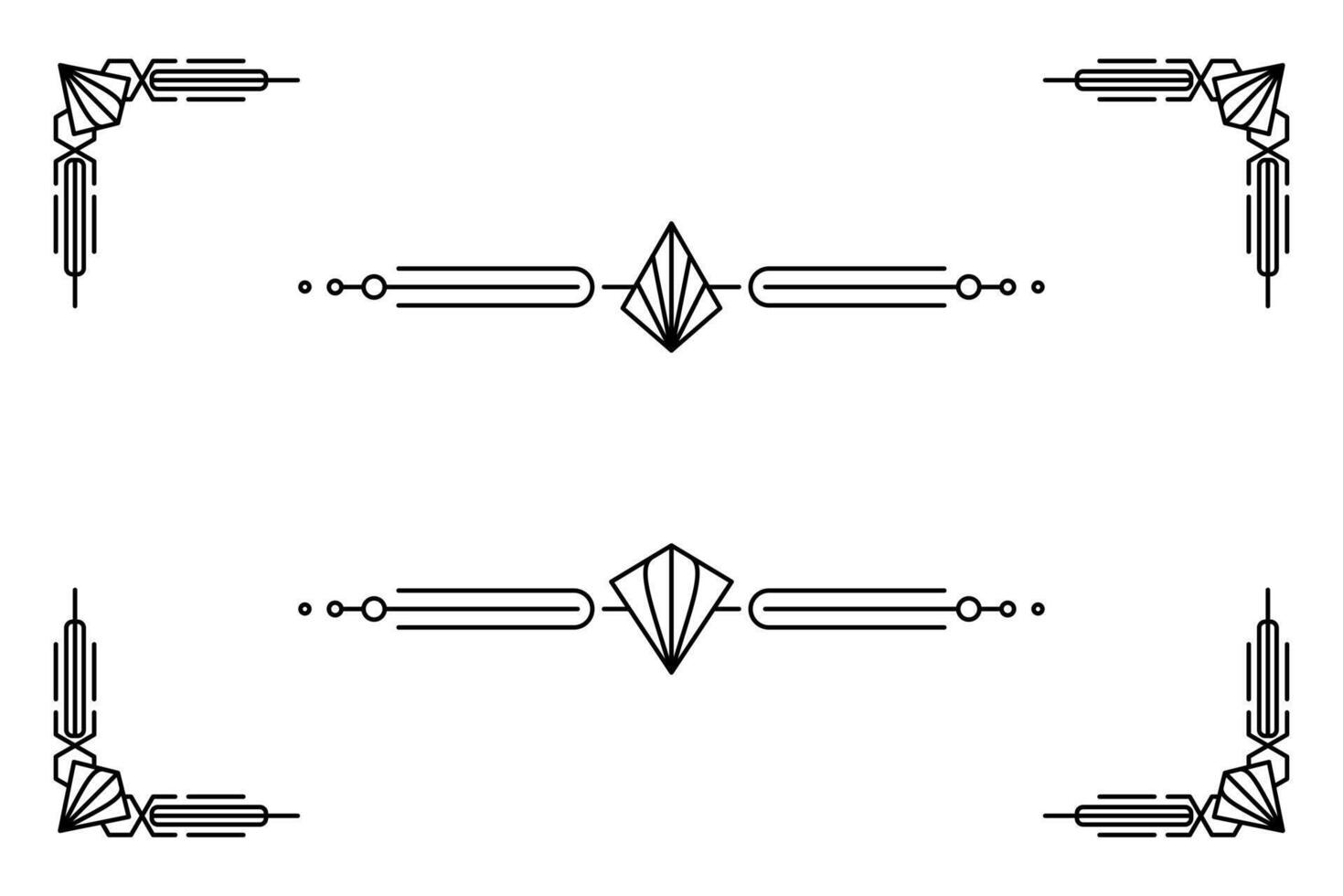 Art deco line border. Modern arabic gold frames, decorative lines borders and geometric golden label frame design elements vector
