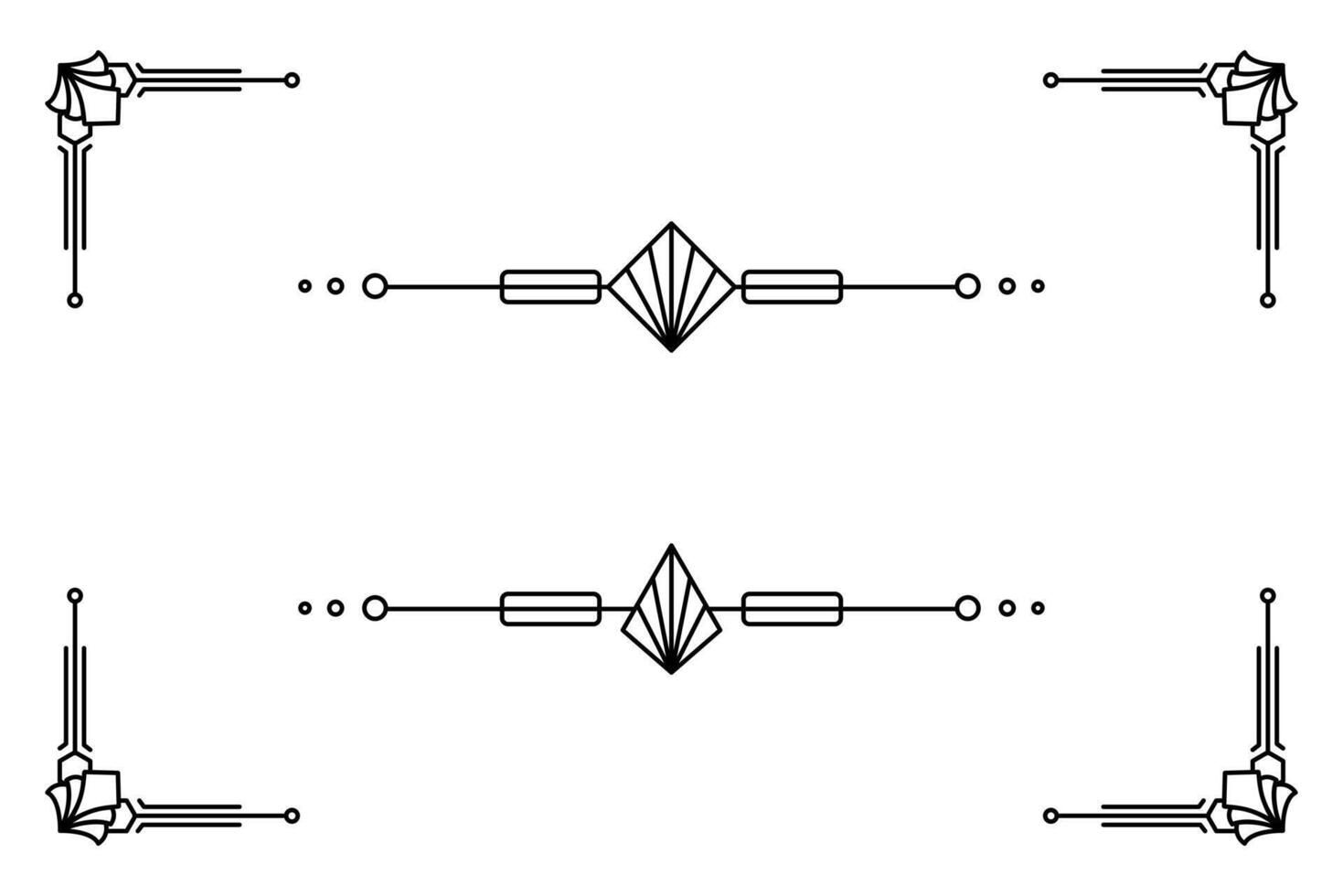 Art deco line border. Modern arabic gold frames, decorative lines borders and geometric golden label frame design elements vector