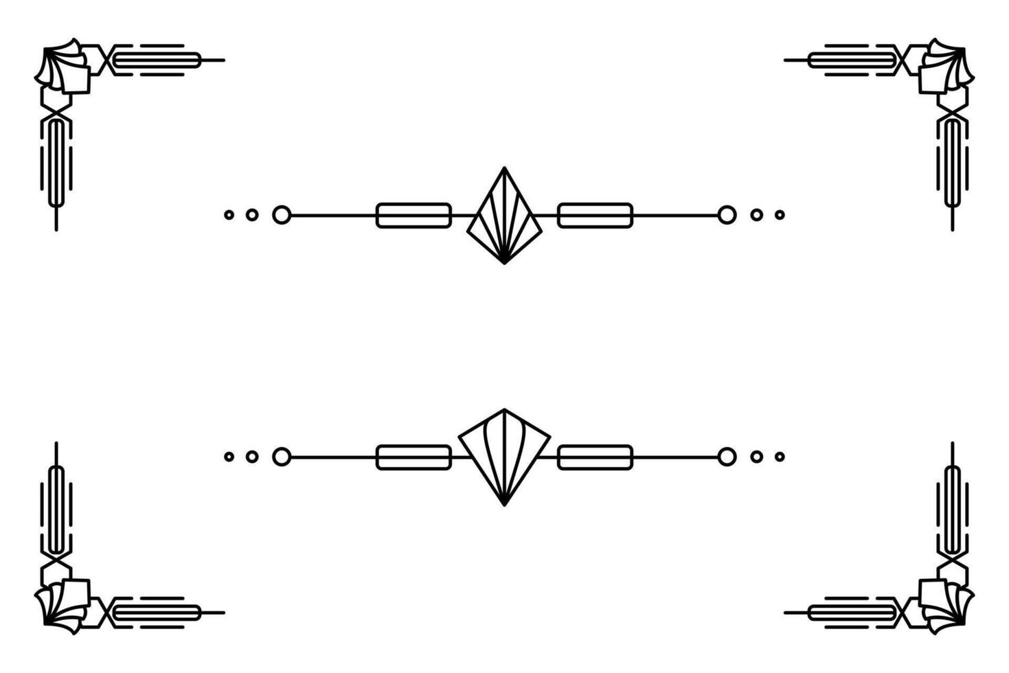Art deco line border. Modern arabic gold frames, decorative lines borders and geometric golden label frame design elements vector