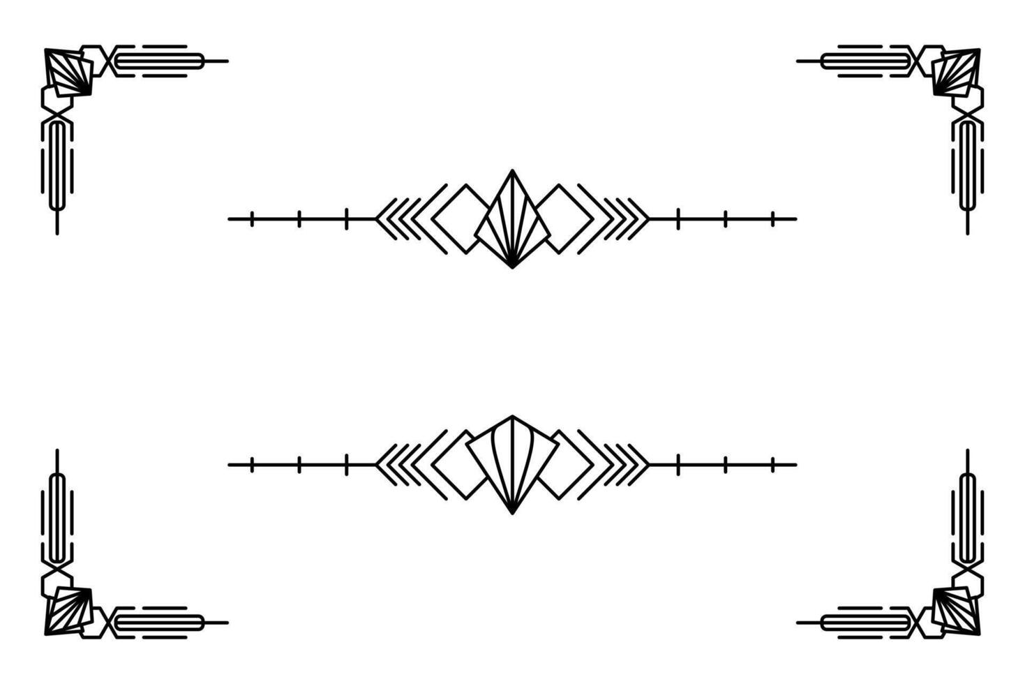 Art deco line border. Modern arabic gold frames, decorative lines borders and geometric golden label frame design elements vector