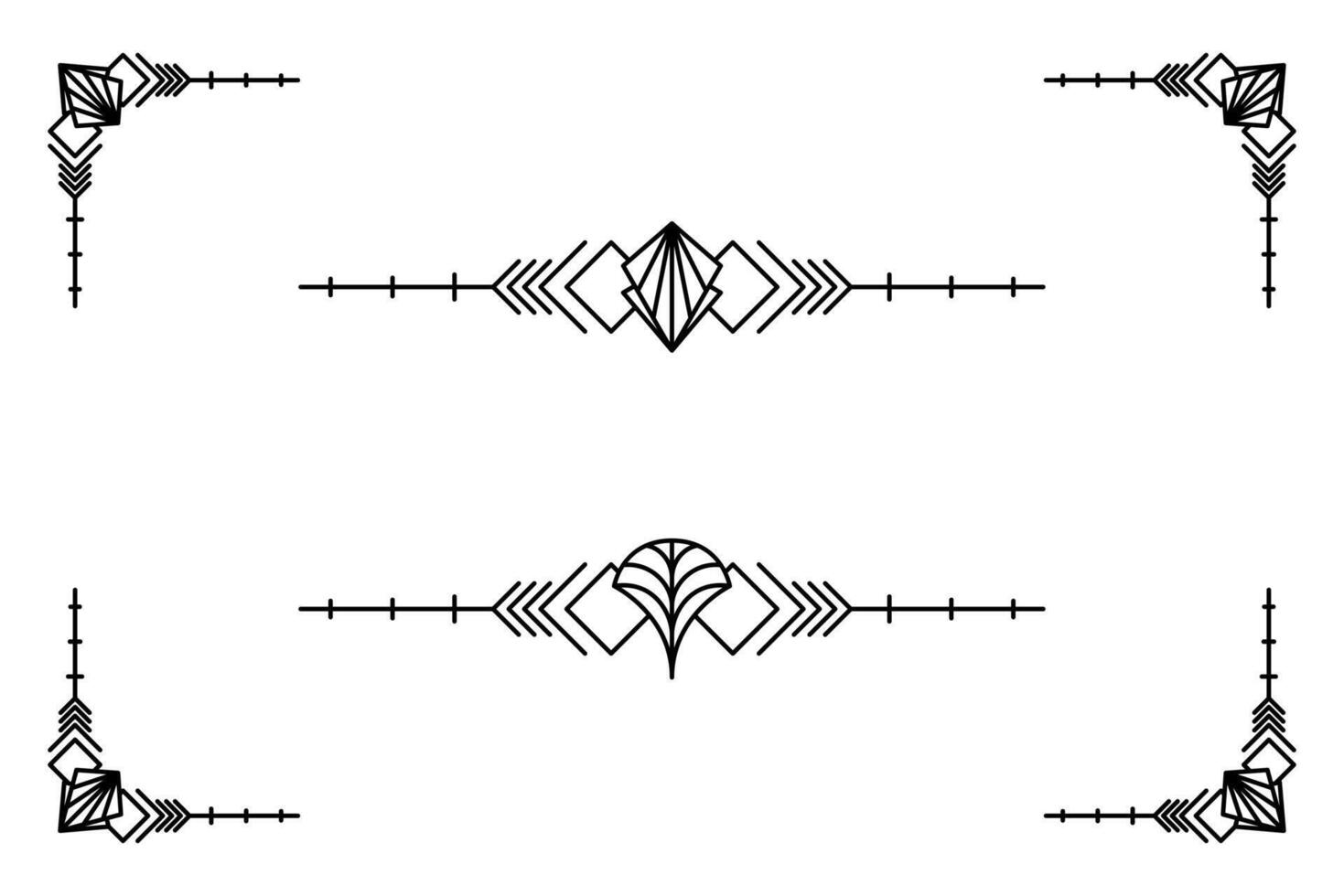 Art deco line border. Modern arabic gold frames, decorative lines borders and geometric golden label frame design elements vector
