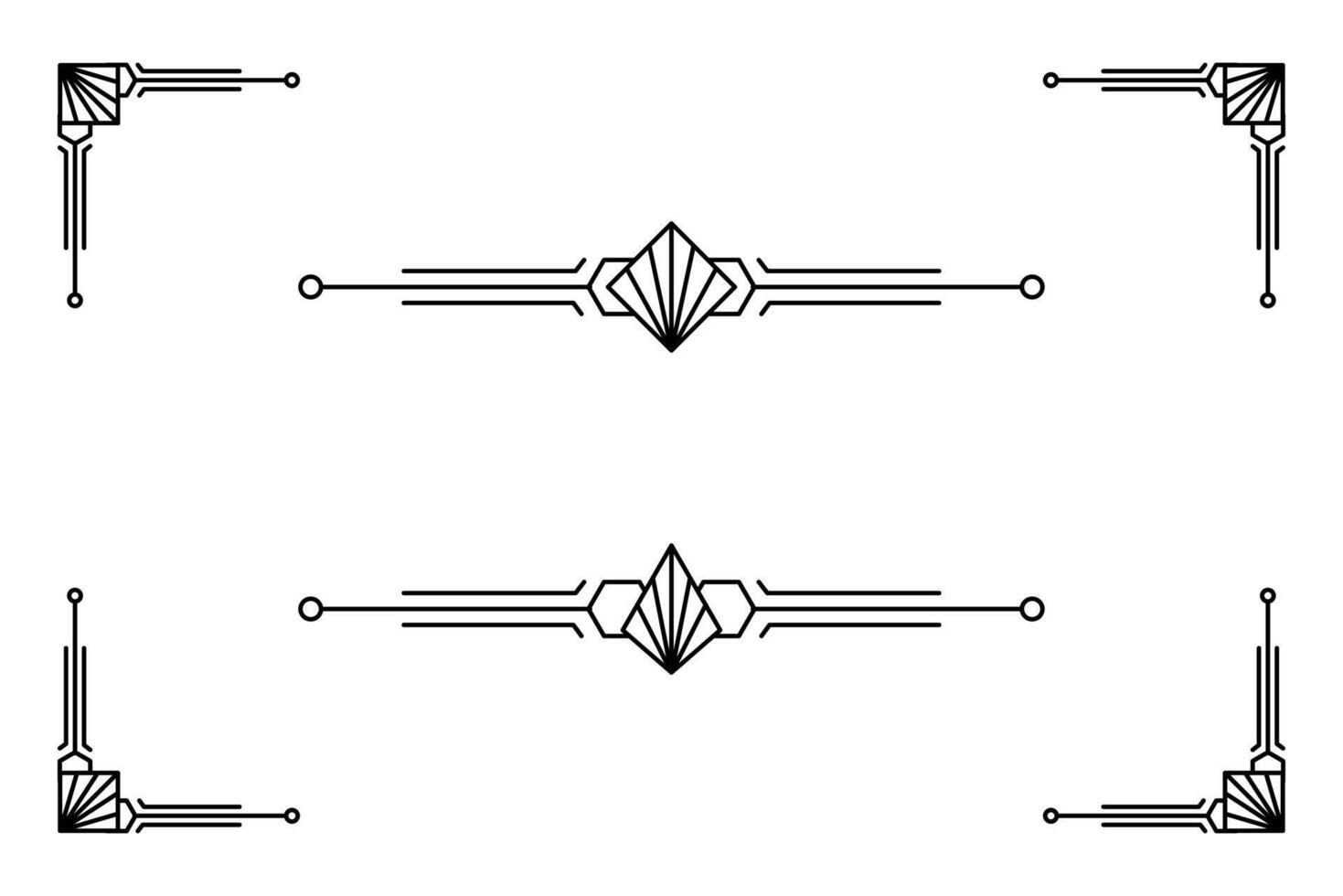 Art deco line border. Modern arabic gold frames, decorative lines borders and geometric golden label frame design elements vector