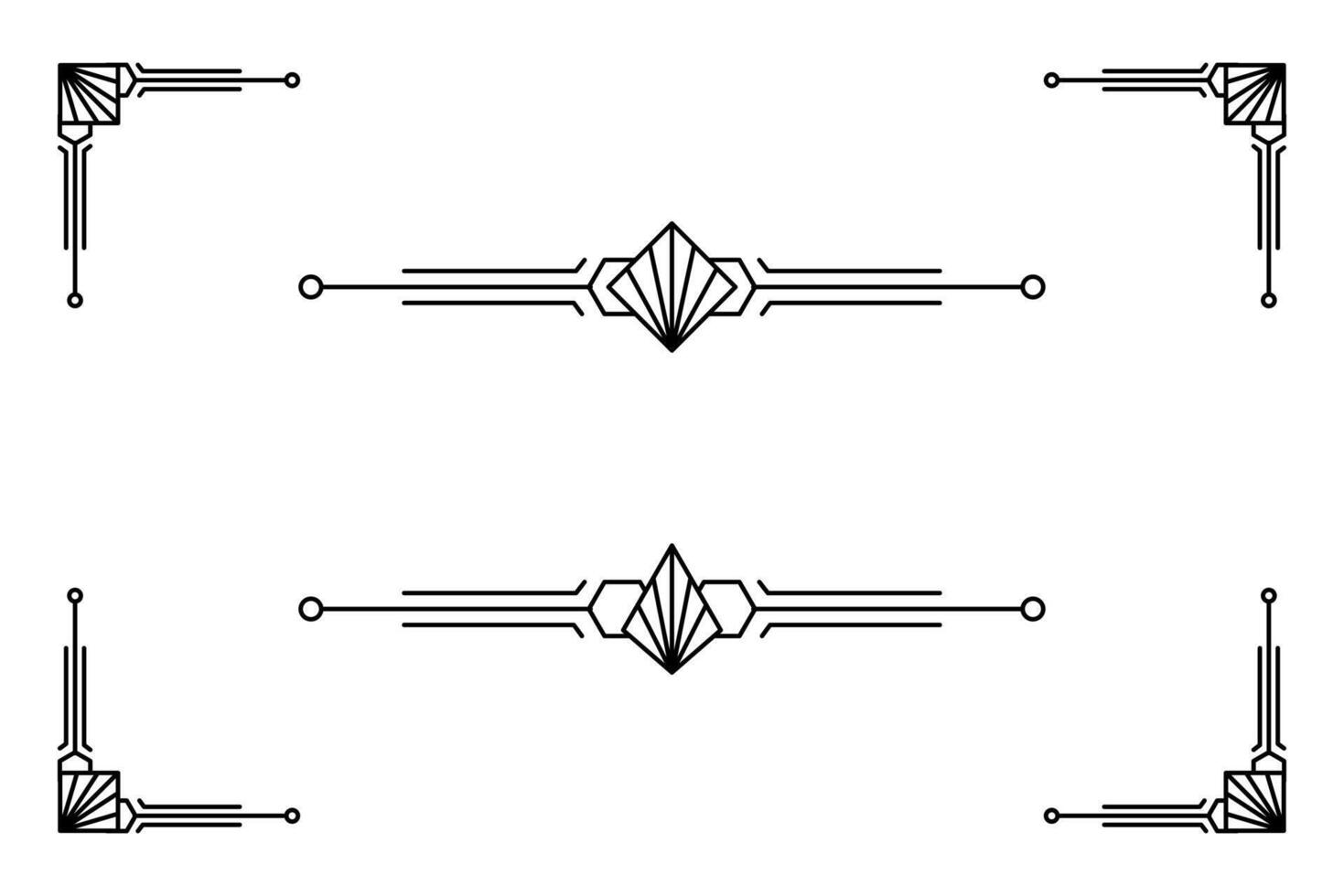 Arte deco línea borde. moderno Arábica oro marcos, decorativo líneas fronteras y geométrico dorado etiqueta marco diseño elementos vector