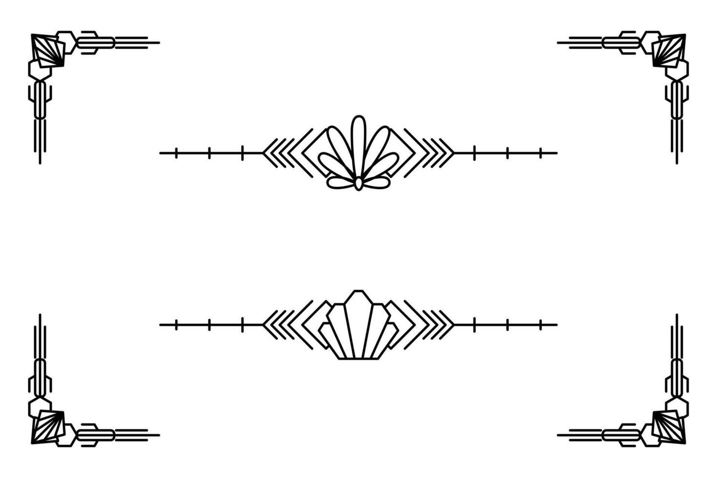 Art deco line border. Modern arabic gold frames, decorative lines borders and geometric golden label frame design elements vector