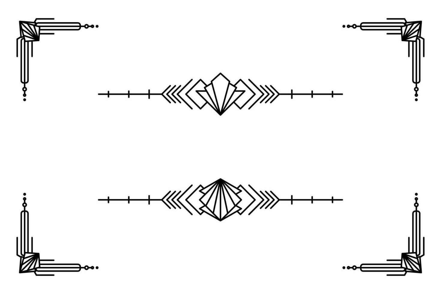 Art deco line border. Modern arabic gold frames, decorative lines borders and geometric golden label frame design elements vector