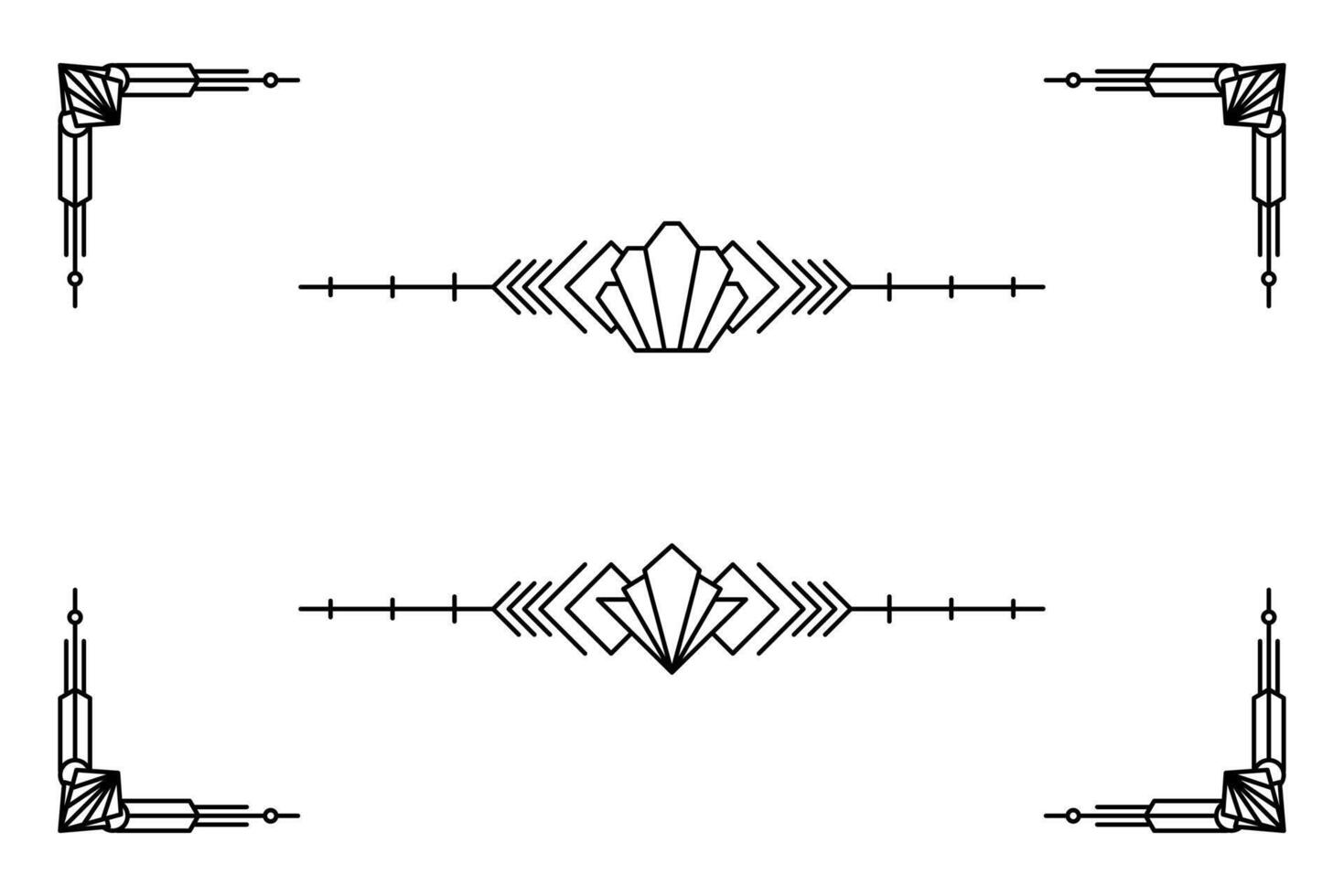 Art deco line border. Modern arabic gold frames, decorative lines borders and geometric golden label frame design elements vector
