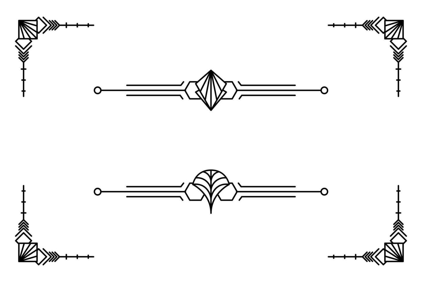 Arte deco línea borde. moderno Arábica oro marcos, decorativo líneas fronteras y geométrico dorado etiqueta marco diseño elementos vector