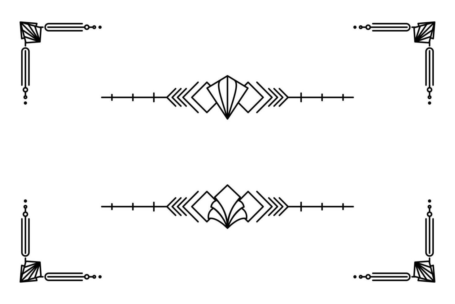 Art deco line border. Modern arabic gold frames, decorative lines borders and geometric golden label frame design elements vector