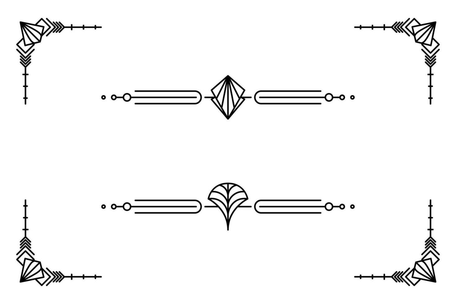 Art deco line border. Modern arabic gold frames, decorative lines borders and geometric golden label frame design elements vector