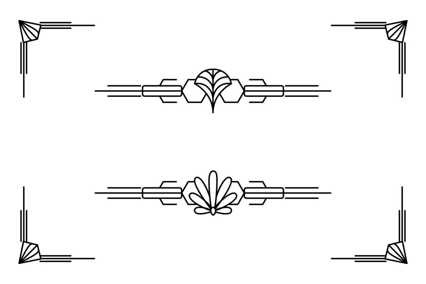 Art deco line border. Modern arabic gold frames, decorative lines borders and geometric golden label frame design elements vector