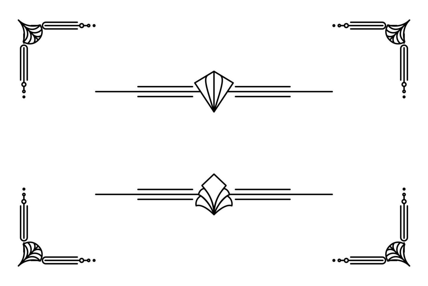 Art deco line border. Modern arabic gold frames, decorative lines borders and geometric golden label frame design elements vector