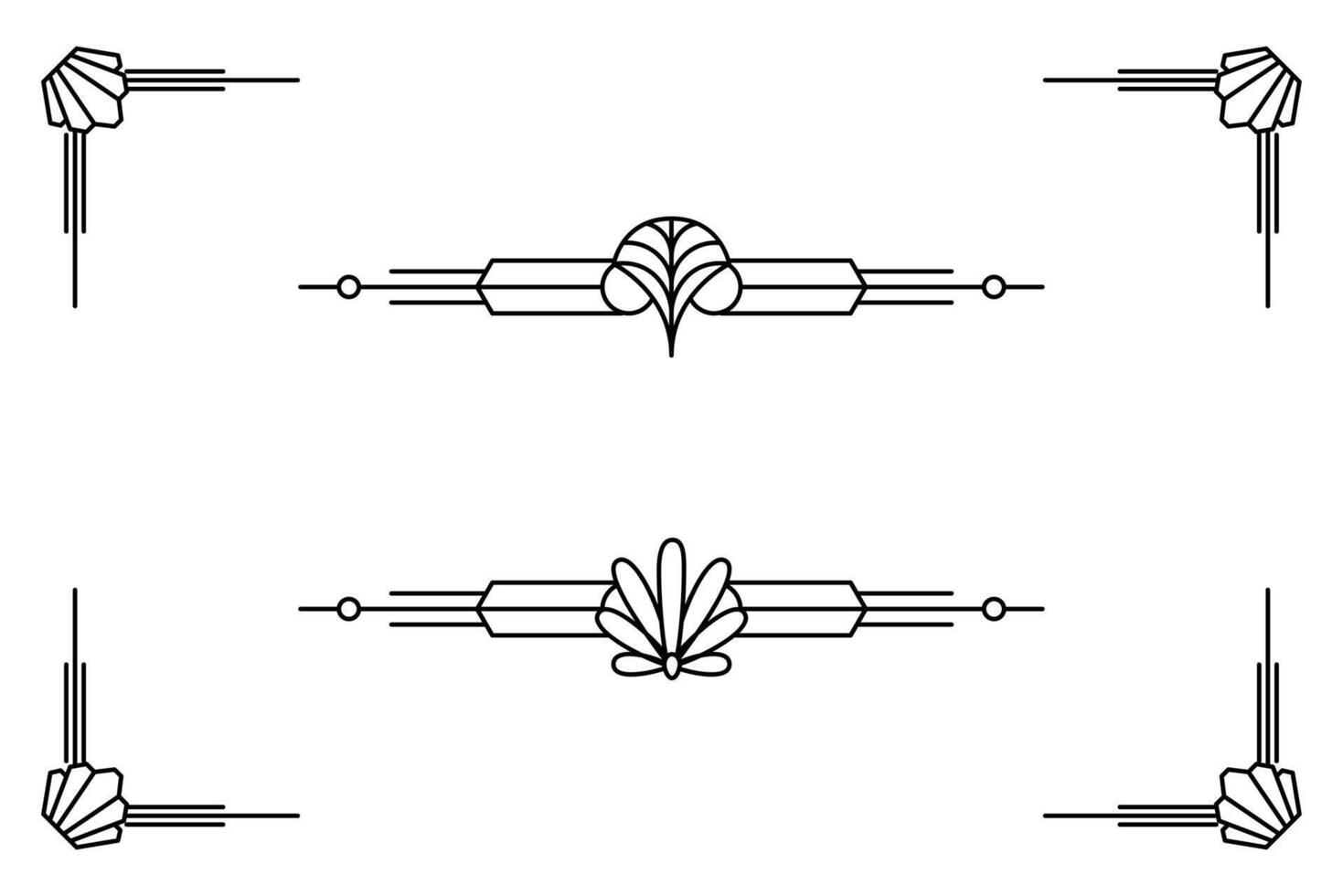 Art deco line border. Modern arabic gold frames, decorative lines borders and geometric golden label frame design elements vector