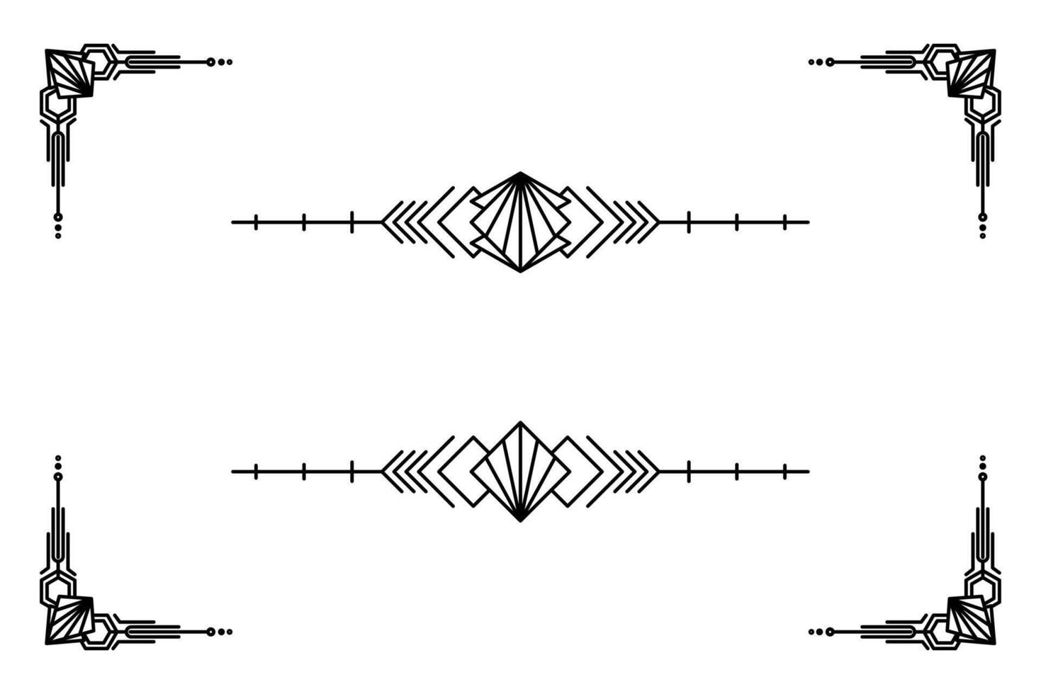 Art deco line border. Modern arabic gold frames, decorative lines borders and geometric golden label frame design elements vector