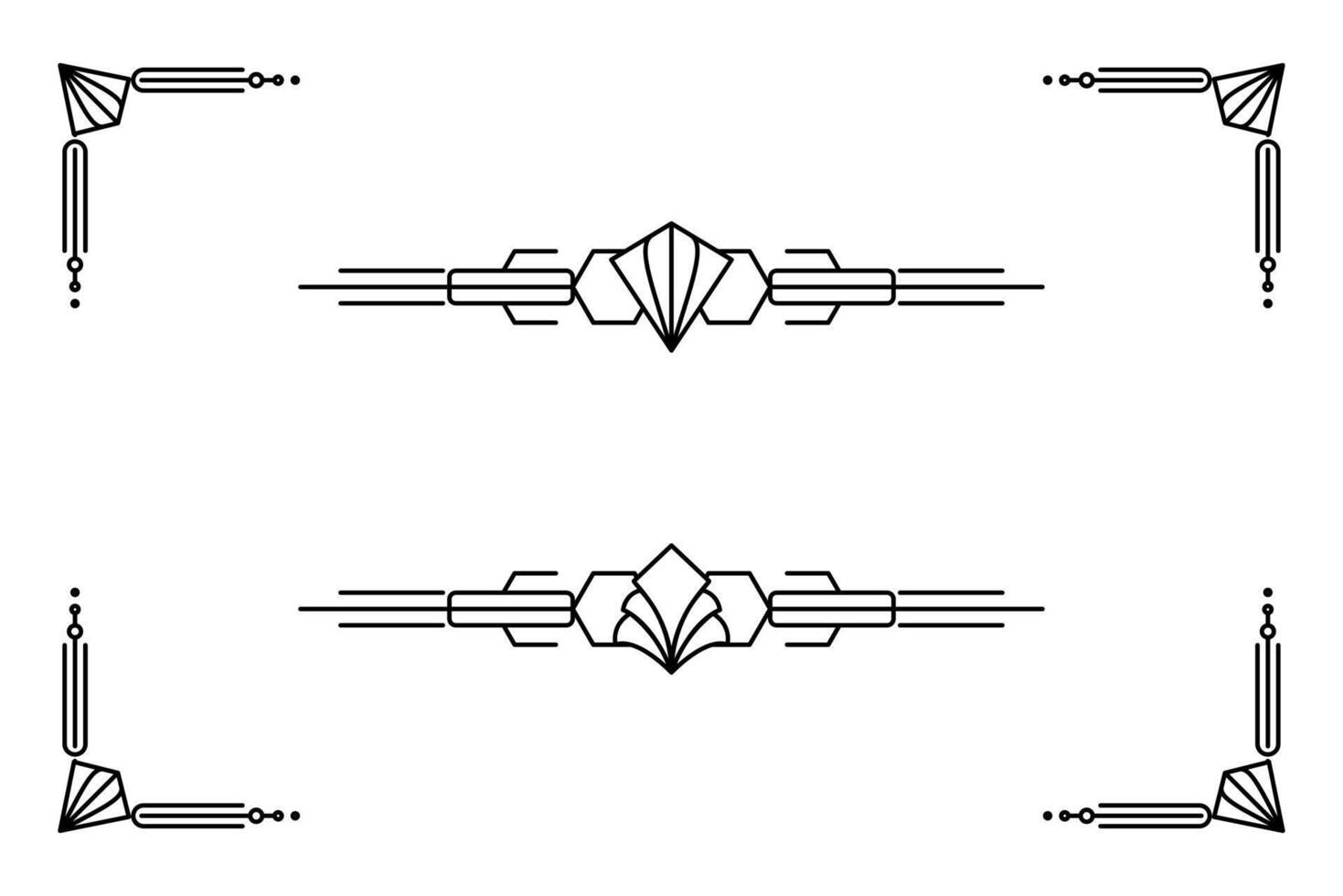 Art deco line border. Modern arabic gold frames, decorative lines borders and geometric golden label frame design elements vector