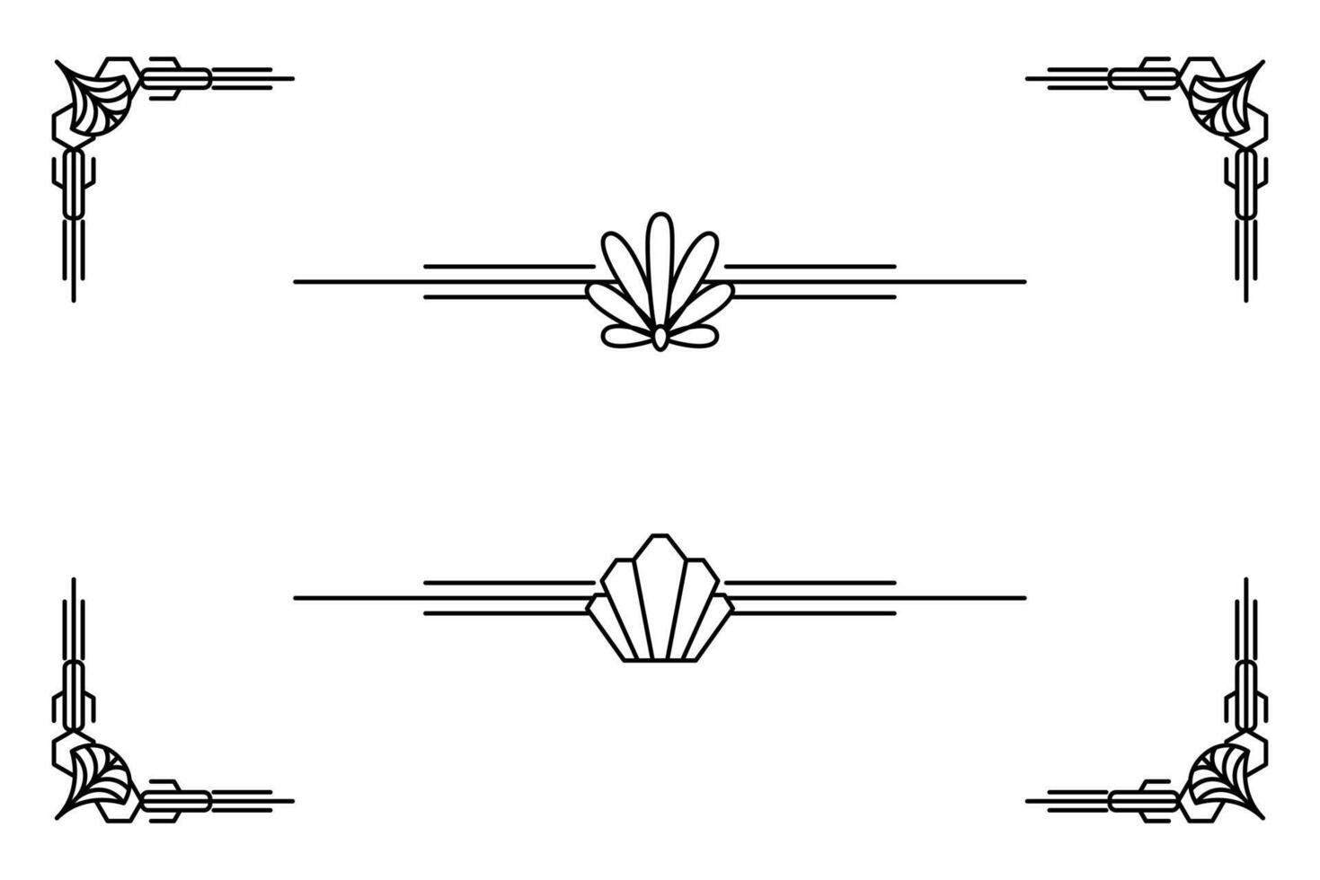 Art deco line border. Modern arabic gold frames, decorative lines borders and geometric golden label frame design elements vector
