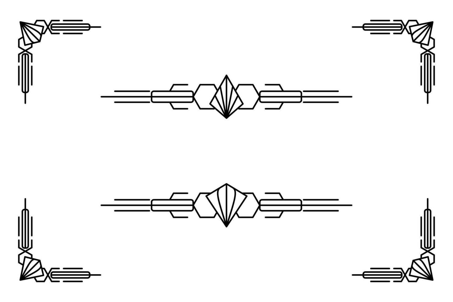 Art deco line border. Modern arabic gold frames, decorative lines borders and geometric golden label frame design elements vector