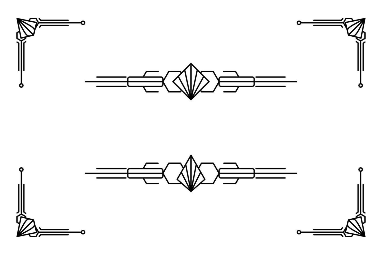 Art deco line border. Modern arabic gold frames, decorative lines borders and geometric golden label frame design elements vector