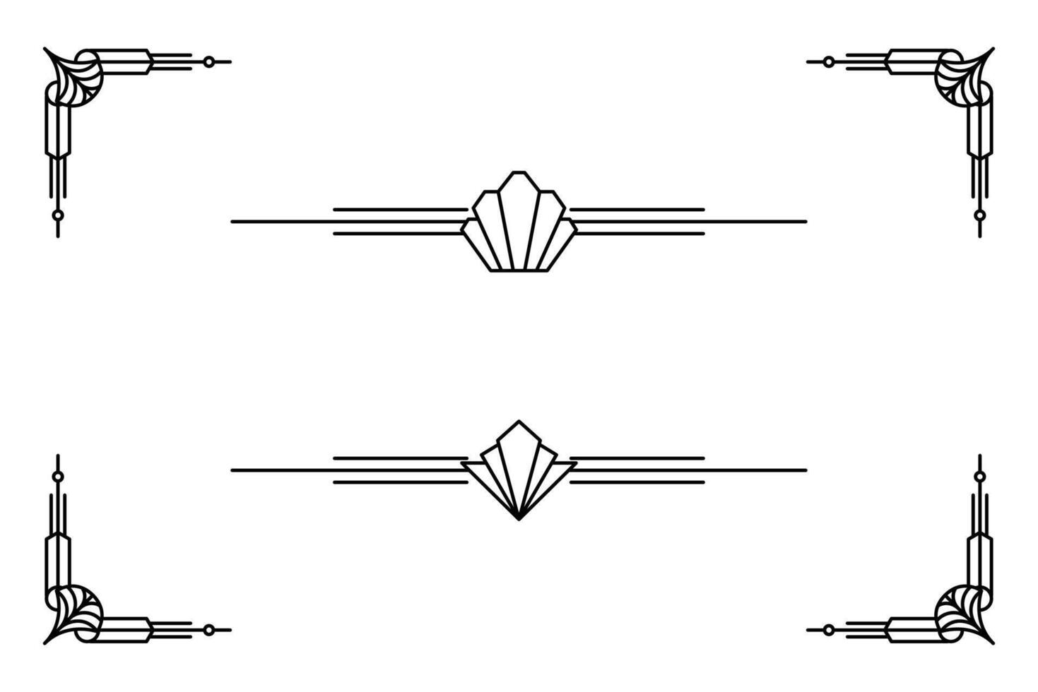 Art deco line border. Modern arabic gold frames, decorative lines borders and geometric golden label frame design elements vector