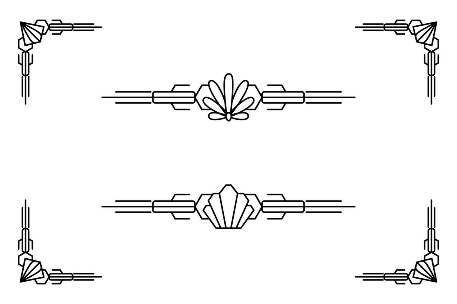 Art deco line border. Modern arabic gold frames, decorative lines borders and geometric golden label frame design elements vector