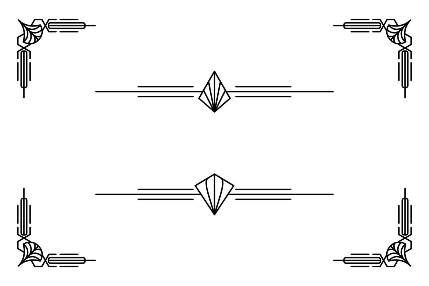 Art deco line border. Modern arabic gold frames, decorative lines borders and geometric golden label frame design elements vector