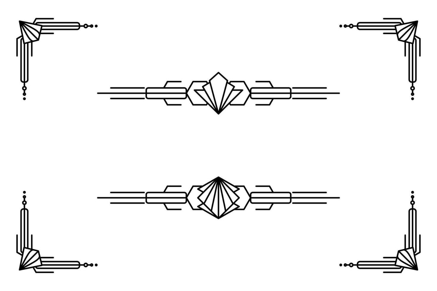 Art deco line border. Modern arabic gold frames, decorative lines borders and geometric golden label frame design elements vector