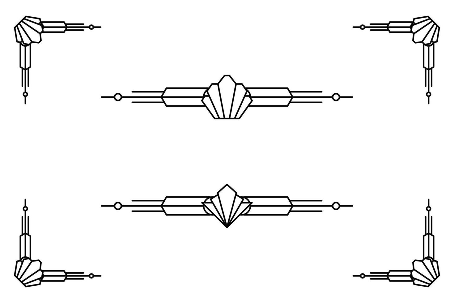 Art deco line border. Modern arabic gold frames, decorative lines borders and geometric golden label frame design elements vector