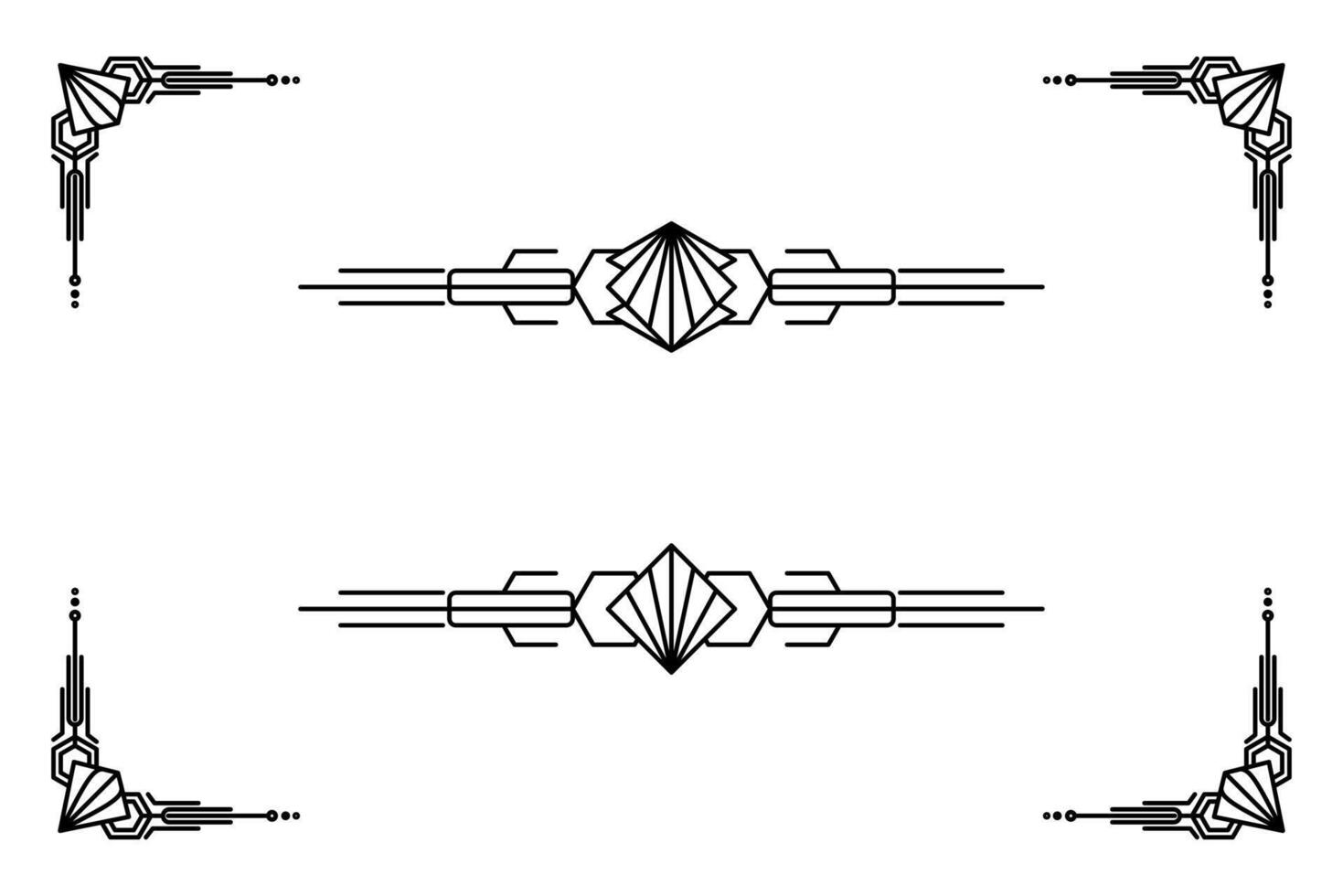 Art deco line border. Modern arabic gold frames, decorative lines borders and geometric golden label frame design elements vector