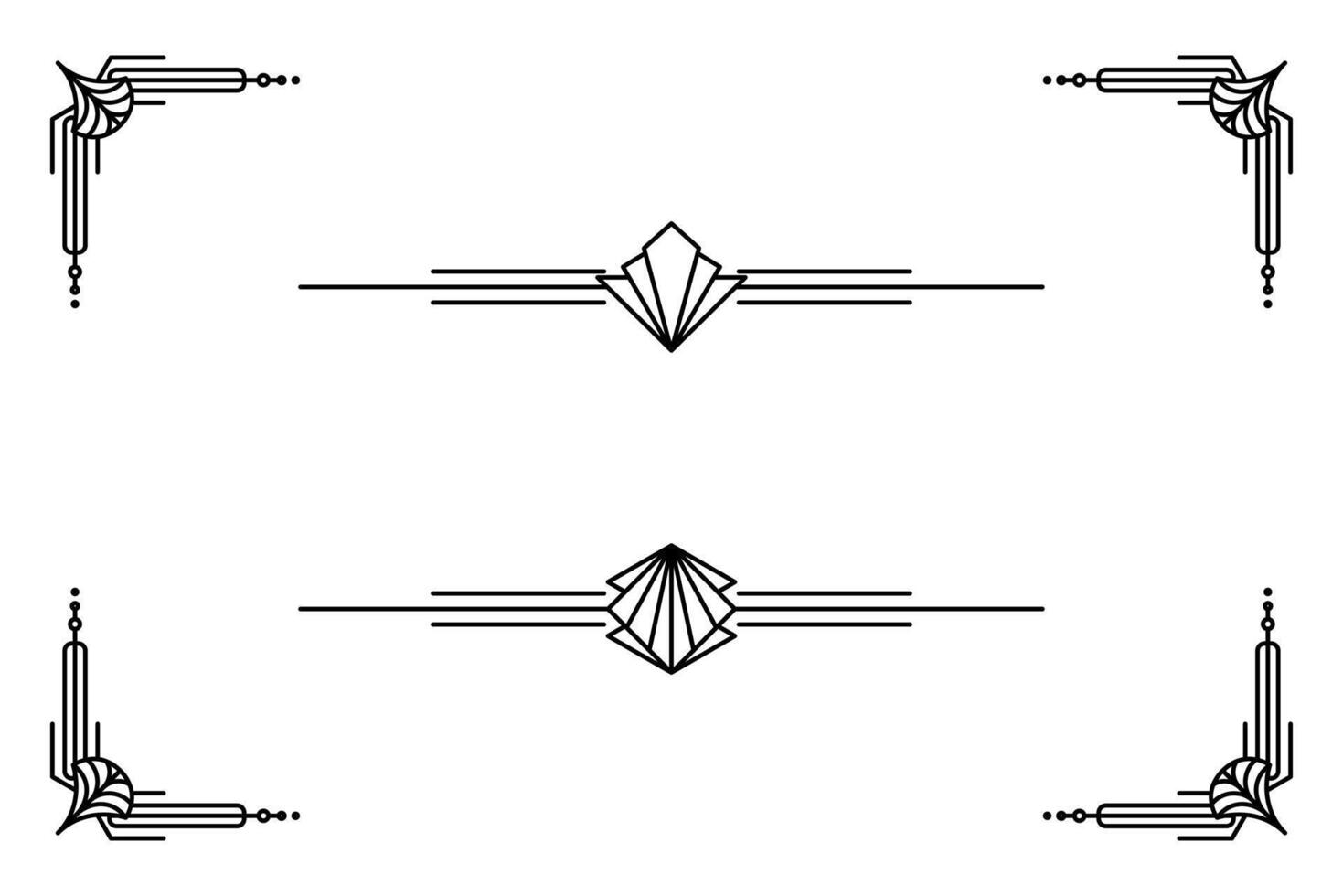 Art deco line border. Modern arabic gold frames, decorative lines borders and geometric golden label frame design elements vector