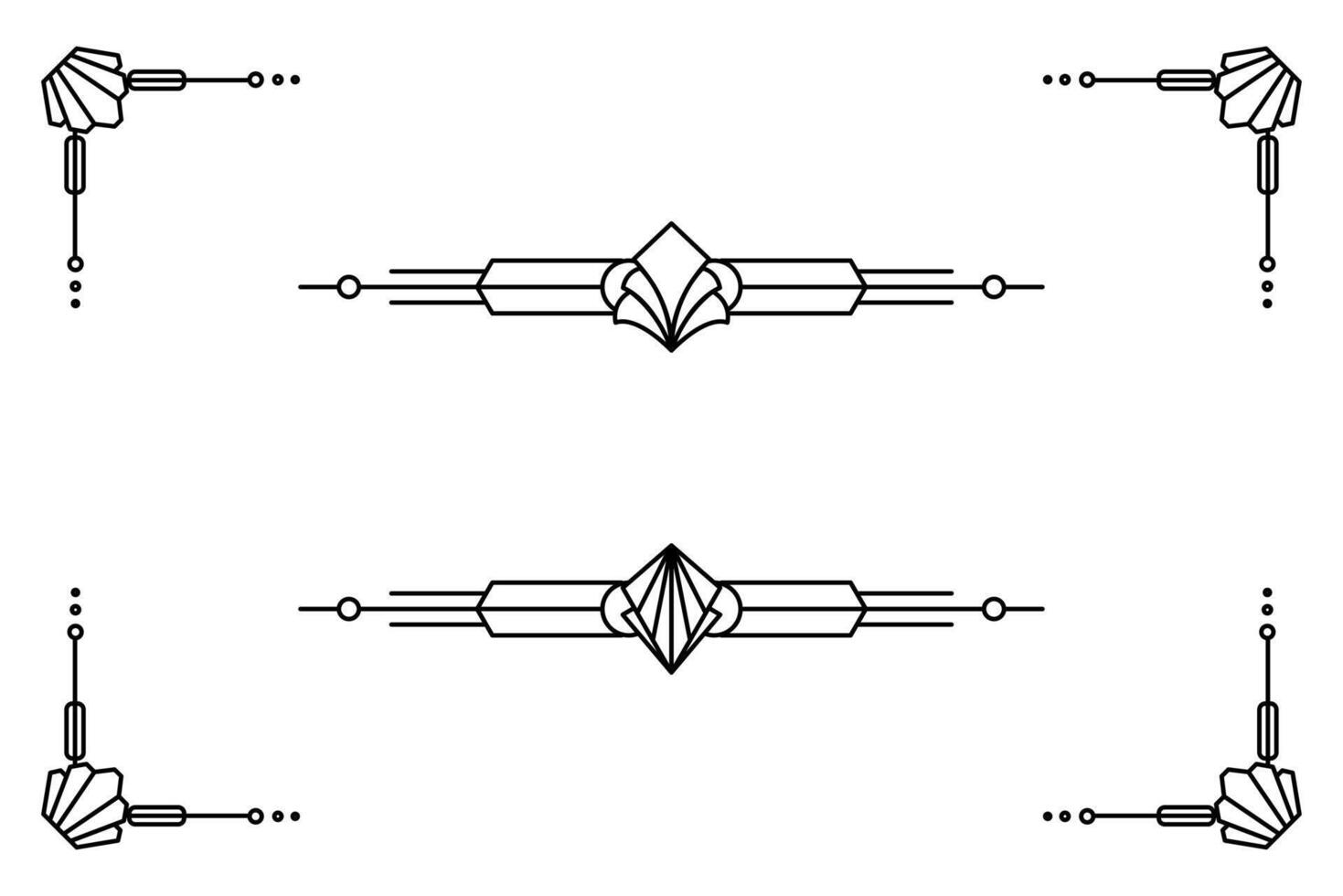 Art deco line border. Modern arabic gold frames, decorative lines borders and geometric golden label frame design elements vector