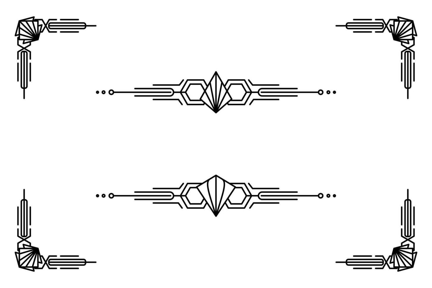 Art deco line border. Modern arabic gold frames, decorative lines borders and geometric golden label frame design elements vector