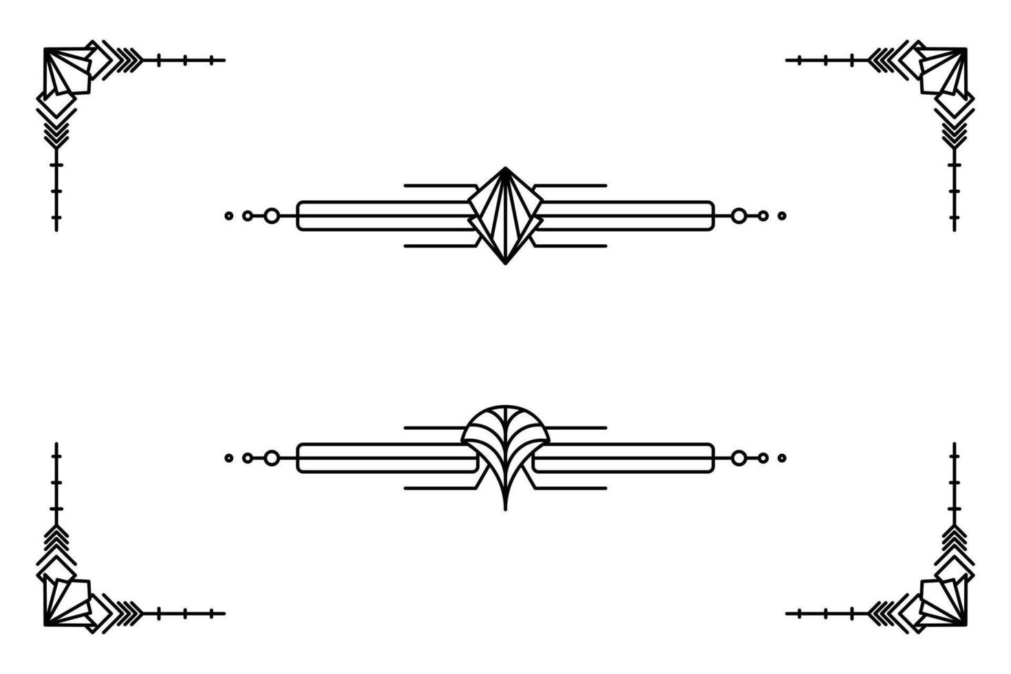 Art deco line border. Modern arabic gold frames, decorative lines borders and geometric golden label frame design elements vector