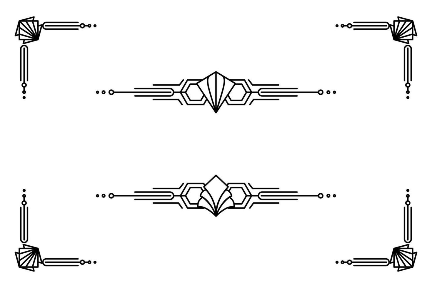 Art deco line border. Modern arabic gold frames, decorative lines borders and geometric golden label frame design elements vector