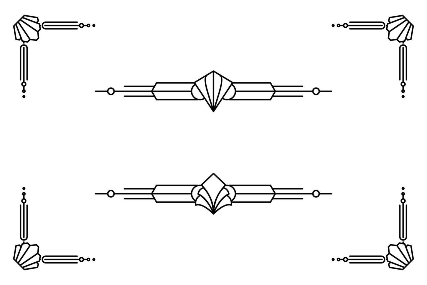 Art deco line border. Modern arabic gold frames, decorative lines borders and geometric golden label frame design elements vector