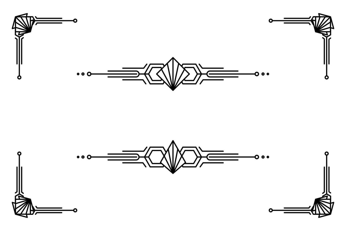 Art deco line border. Modern arabic gold frames, decorative lines borders and geometric golden label frame design elements vector