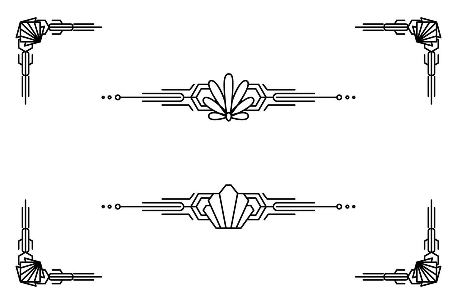 Art deco line border. Modern arabic gold frames, decorative lines borders and geometric golden label frame design elements vector