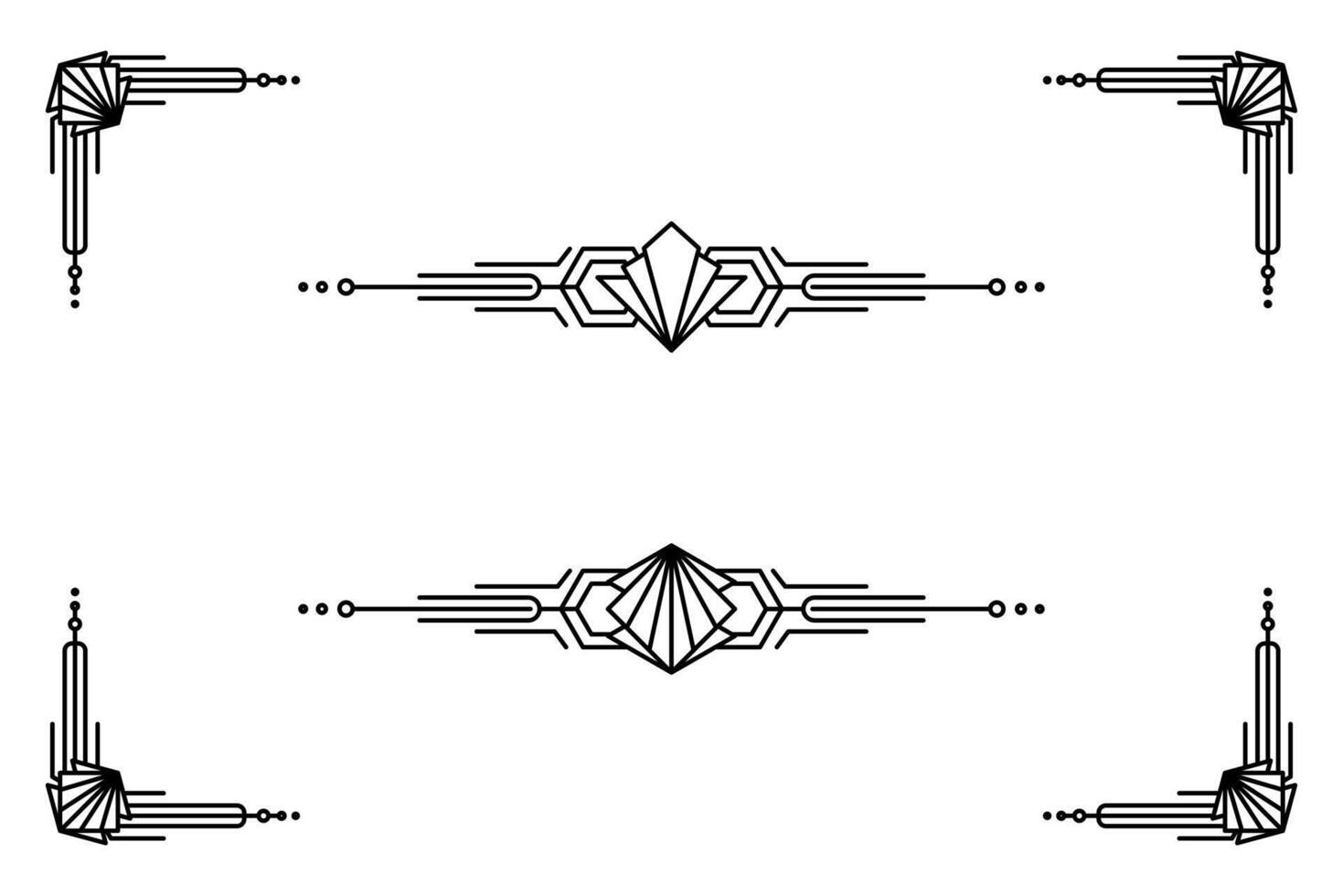 Art deco line border. Modern arabic gold frames, decorative lines borders and geometric golden label frame design elements vector