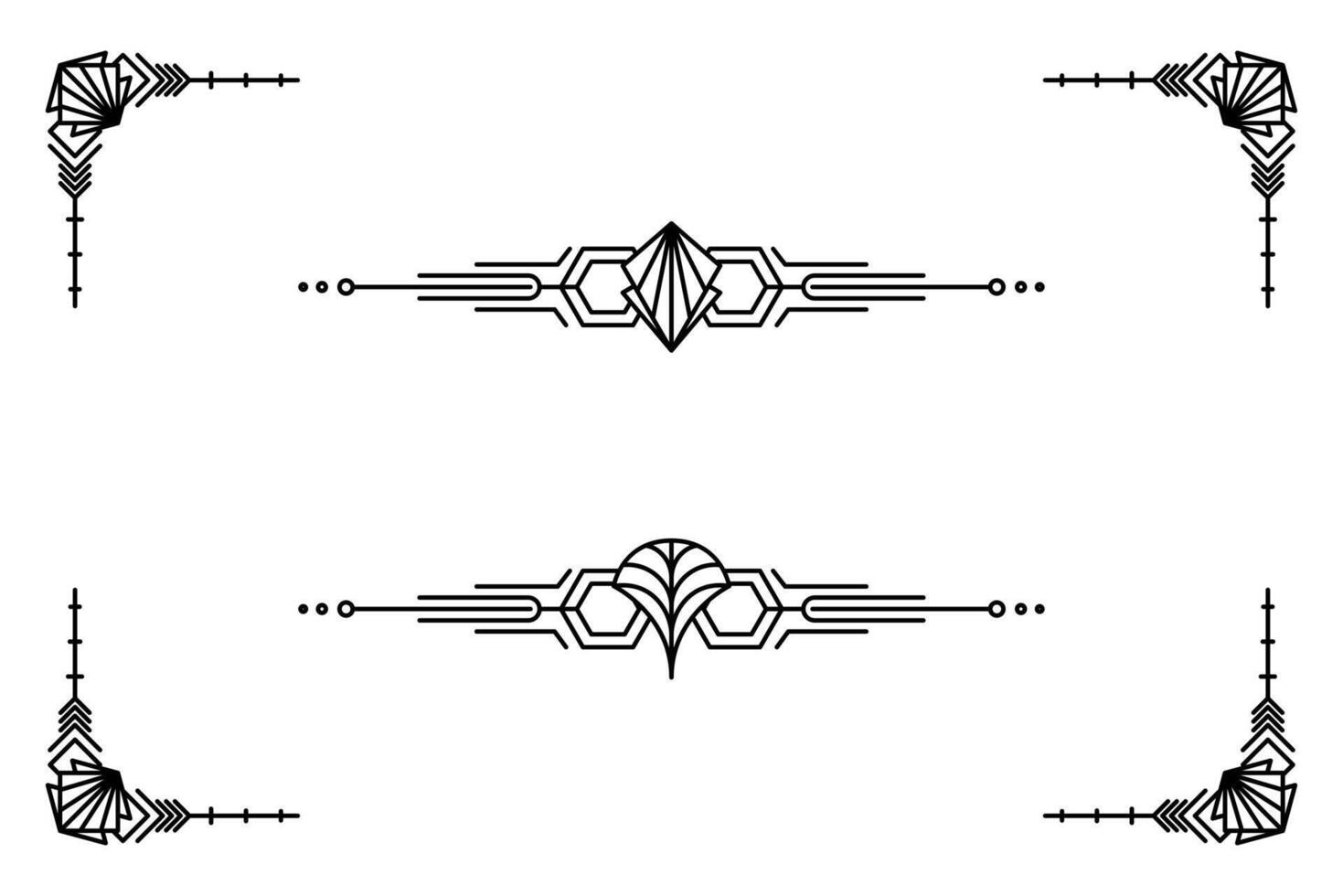 Art deco line border. Modern arabic gold frames, decorative lines borders and geometric golden label frame design elements vector