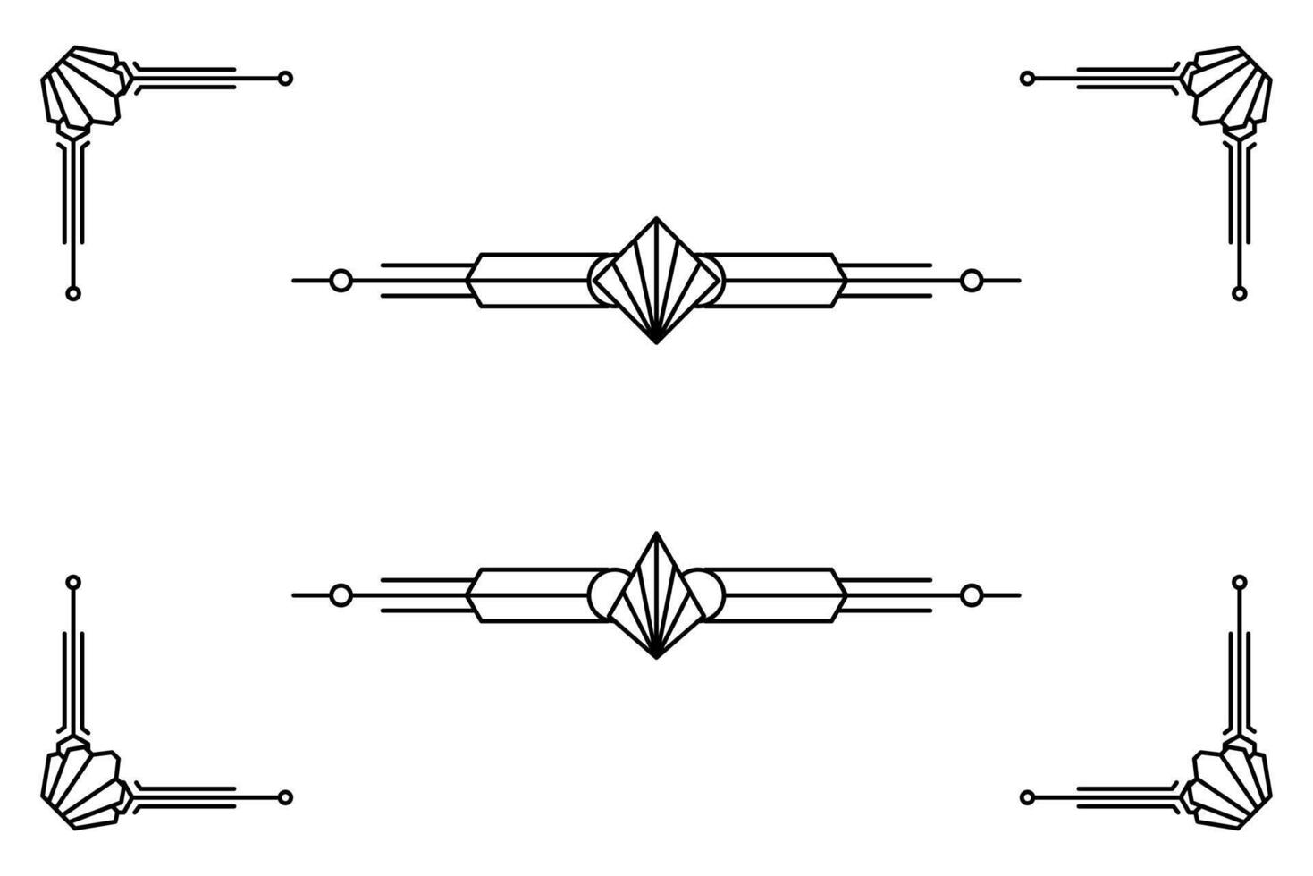 Art deco line border. Modern arabic gold frames, decorative lines borders and geometric golden label frame design elements vector