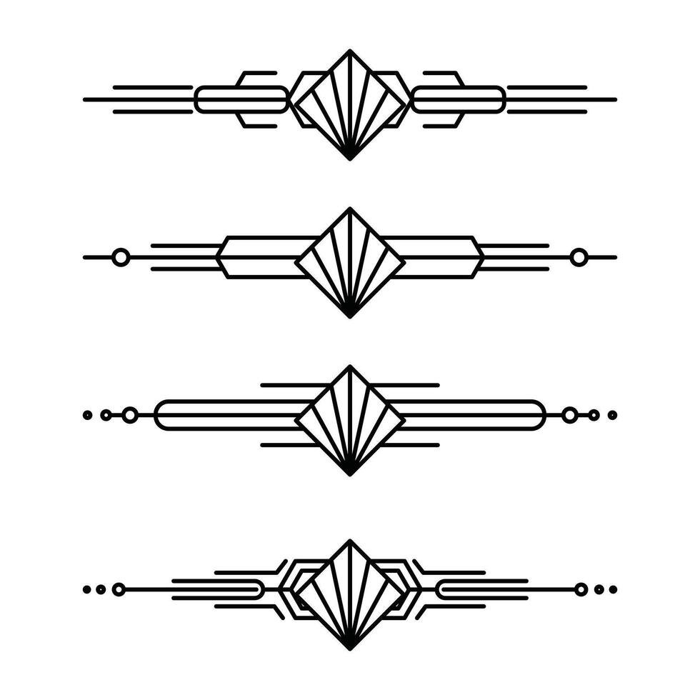 Art deco line border. Modern arabic gold frames, decorative lines borders and geometric golden label frame design elements vector