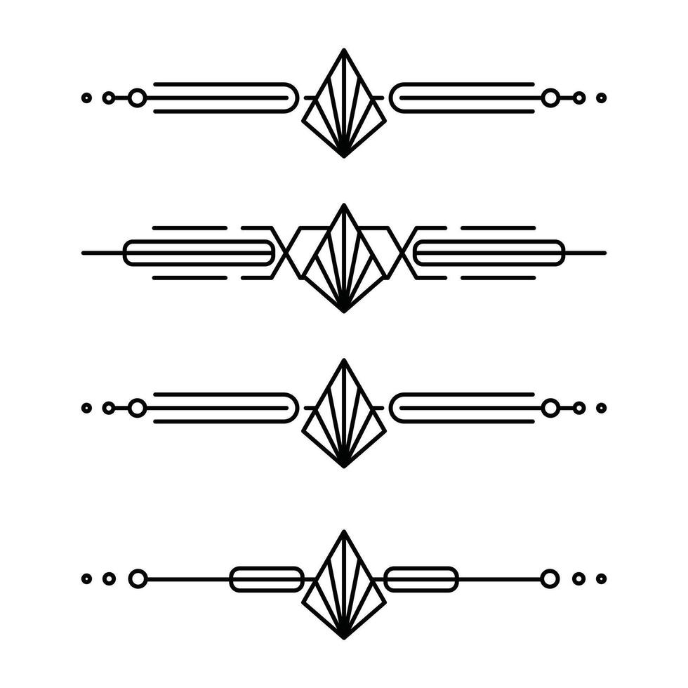 Art deco line border. Modern arabic gold frames, decorative lines borders and geometric golden label frame design elements vector