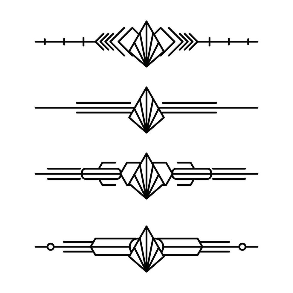 Art deco line border. Modern arabic gold frames, decorative lines borders and geometric golden label frame design elements vector
