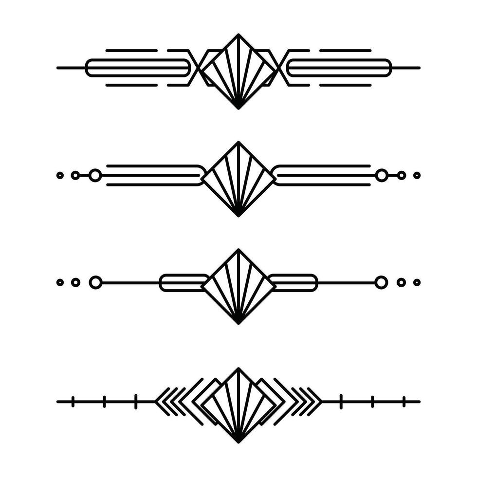 Art deco line border. Modern arabic gold frames, decorative lines borders and geometric golden label frame design elements vector