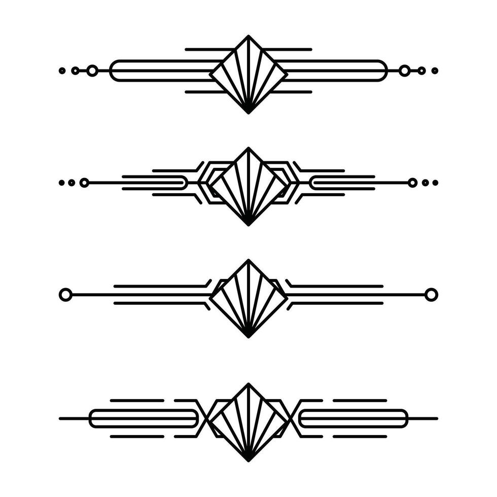 Art deco line border. Modern arabic gold frames, decorative lines borders and geometric golden label frame design elements vector
