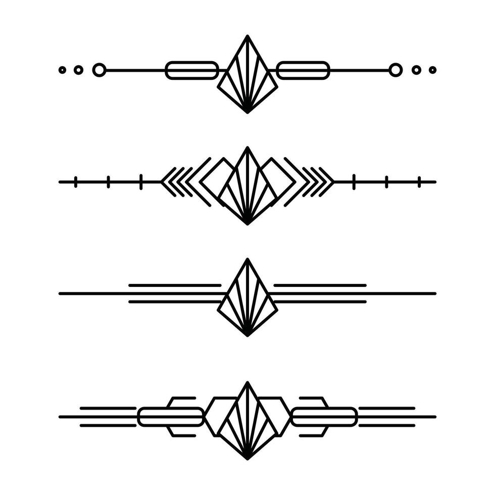 Art deco line border. Modern arabic gold frames, decorative lines borders and geometric golden label frame design elements vector