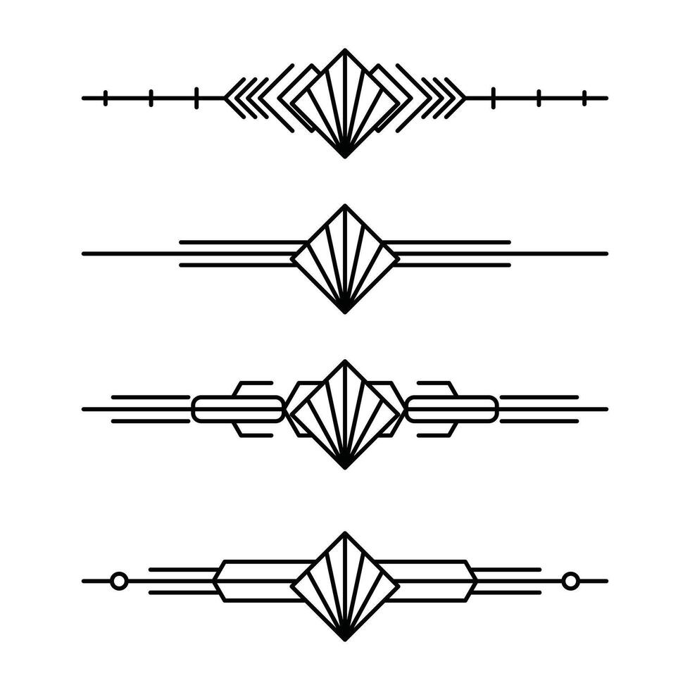 Art deco line border. Modern arabic gold frames, decorative lines borders and geometric golden label frame design elements vector