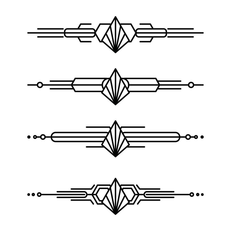 Art deco line border. Modern arabic gold frames, decorative lines borders and geometric golden label frame design elements vector