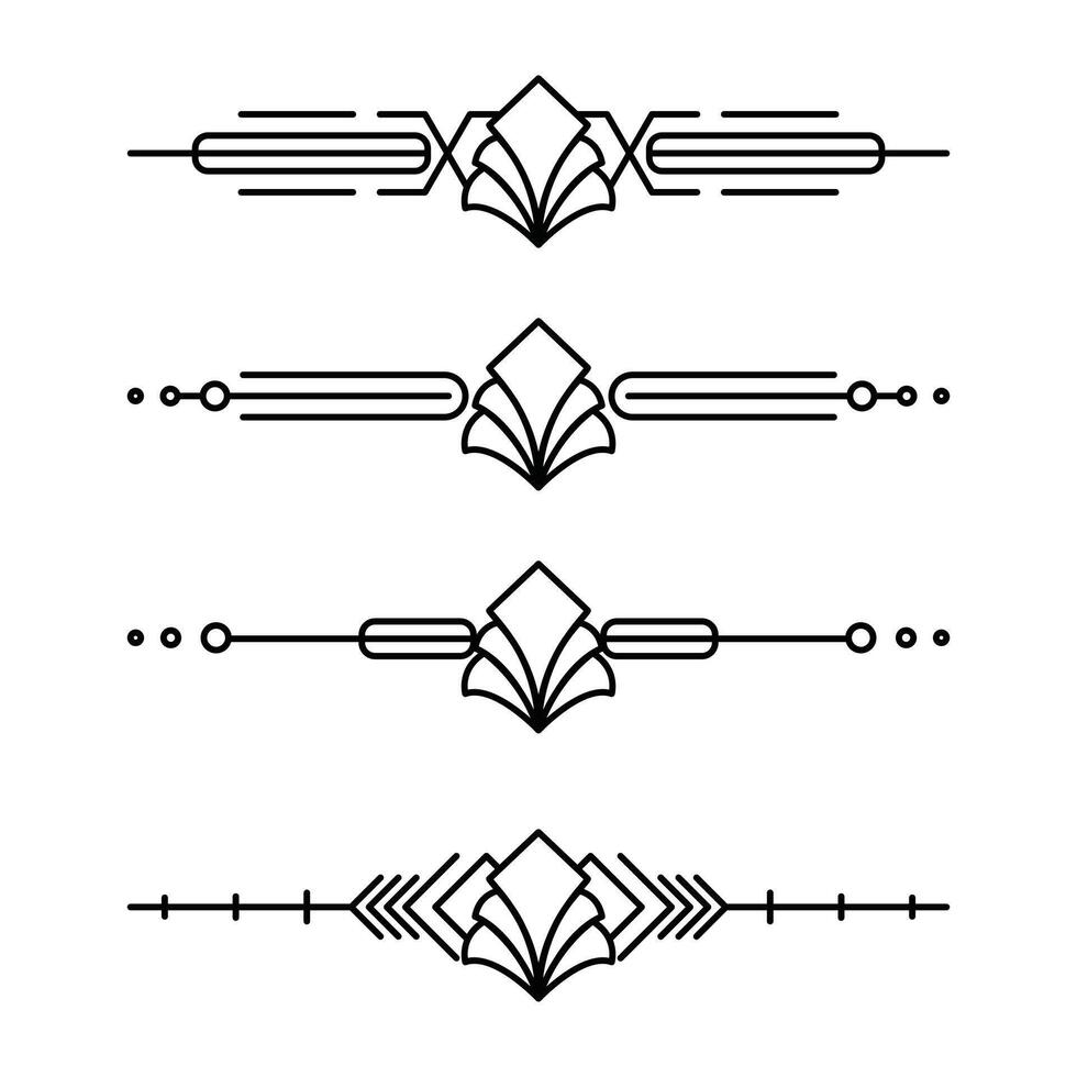 Art deco line border. Modern arabic gold frames, decorative lines borders and geometric golden label frame design elements vector