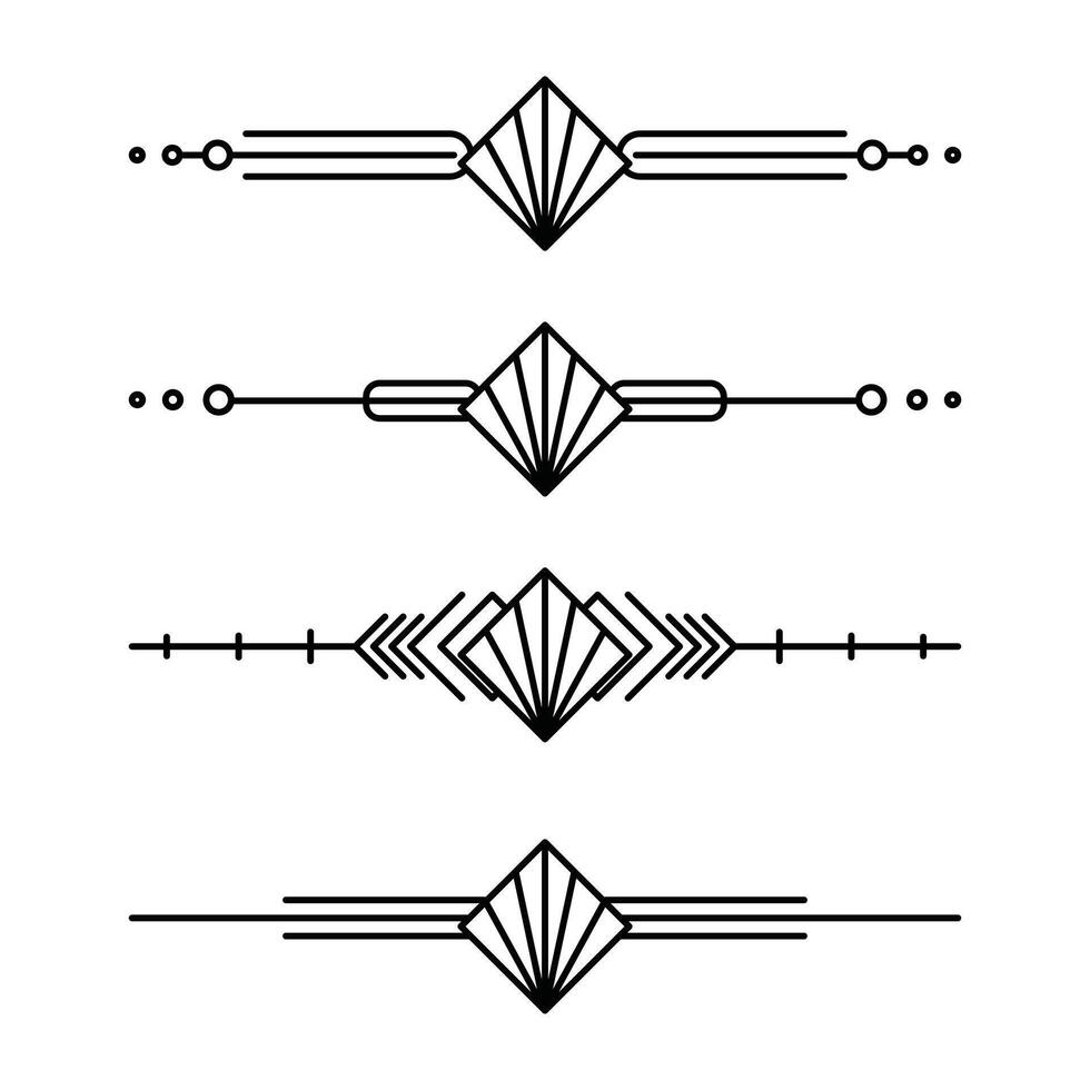 Art deco line border. Modern arabic gold frames, decorative lines borders and geometric golden label frame design elements vector