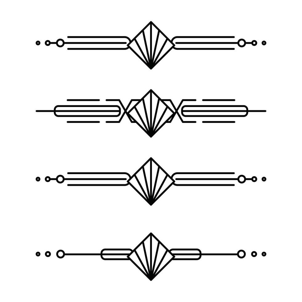 Art deco line border. Modern arabic gold frames, decorative lines borders and geometric golden label frame design elements vector